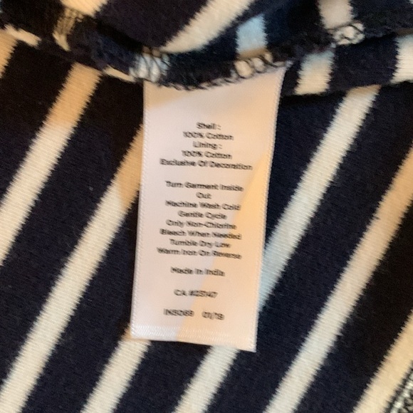 Talbots women’s dress midi navy white stripes short sleeve size medium coastal - Picture 10 of 11
